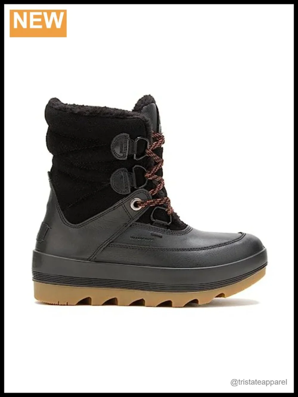 Waterproof Winter Snow Boots Mid Calf Lace Up Suede Leather Warm Insulated